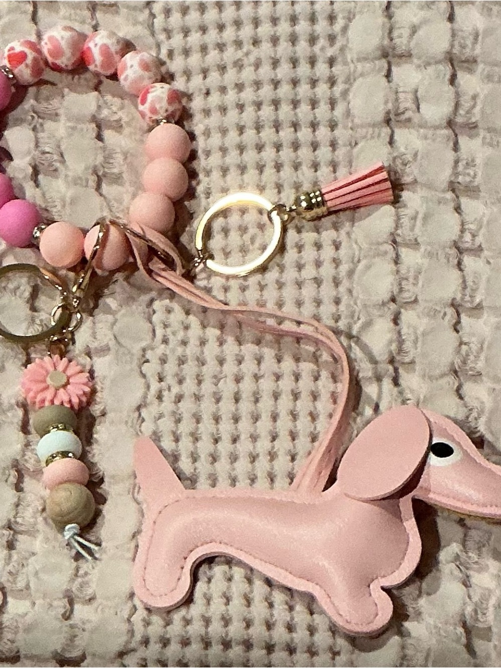 Pink Dachshund Beaded Keychain Wristlet - Kids Accessories